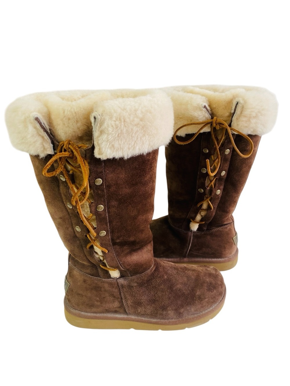 UGG Australia Upside Tall Suede Sherpa Cuffed Boots Size 8